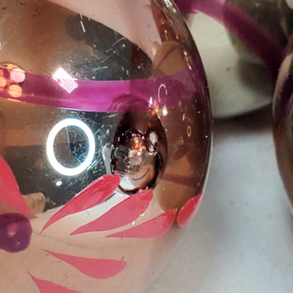 Vtg Martha Stewart MSE Christmas Ornament Painted Slivered Glass 3" Lot of 9 - Picture 10 of 12